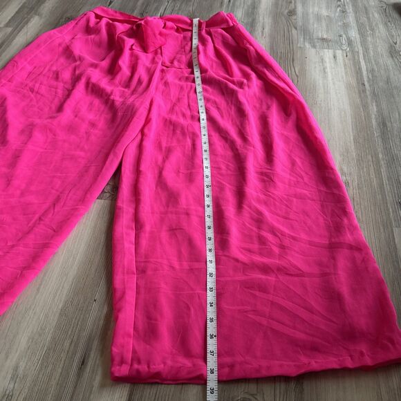 Her Destiny Wide Leg Pull On Lined Elastic Waist Hot Pink Cropped Pants Size 2X - Picture 6 of 8